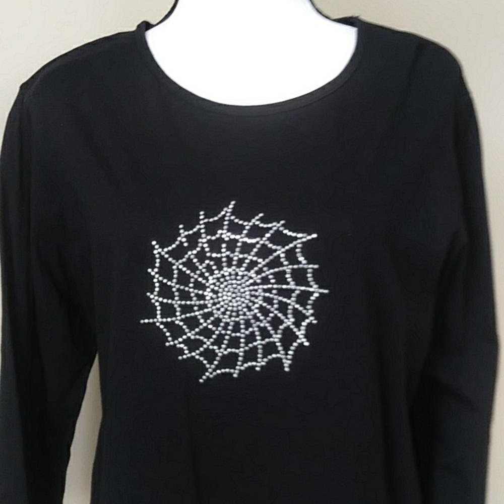 Krazy Kat Stud Embellished Shirt XL Black Silver Halloween - Picture 6 of 11